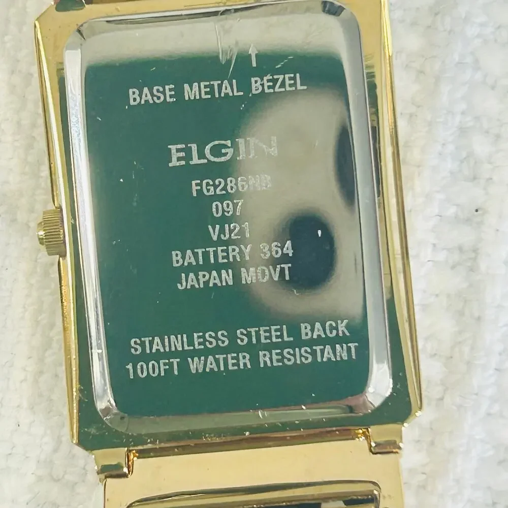 Elgin Ladies Goldtone Diamond Nugget Watch Quartz FG286NB